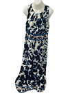 Long Maxi Dress Size 12 Blue White Floral Cruise Wear Sleeveless London Times