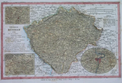 1836 RARE ORIGINAL MAP BOHEMIA CZECH PRAGUE PRAHA LIBEREC USTI PLZEN HRADEC - Image 1 of 4