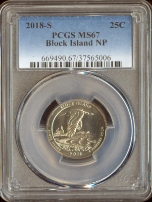 2018-S Block Island Quarter PCGS MS67 Quality - Image 1 of 2