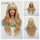 ELEMENT Wigs Ombre Golden Blonde Long Curly Hair synthetic Hair Wig with Bangs
