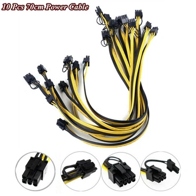 10x 70cm Quality 6pin to 8pin PCI-E Wiring Cable 18AWG For Mining Graphics Card - Image 1 of 4