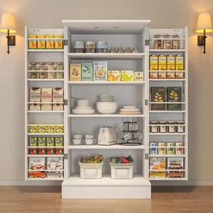 Pantry Cabinet with Adjustable Shelves and Drawer, Kitchen Cabinet Buffet Cup... - Picture 1 of 9