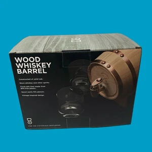 Collection Polished Wood Whiskey Barrel Spirits Dispenser Holds 27 Oz - Picture 1 of 7