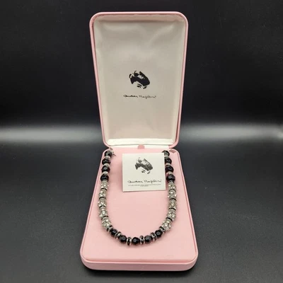 Camrose & Kross Audrey Hepburn Necklace Black Silver Glass Rhinestone 42 Inch - Image 1 of 4