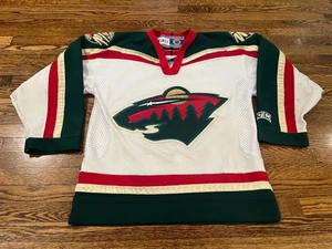 Minnesota Wild Jersey BOYS S White CCM Sewn VTG Y2K Sewn NHL Hockey YOUTH Stitch - Picture 1 of 9