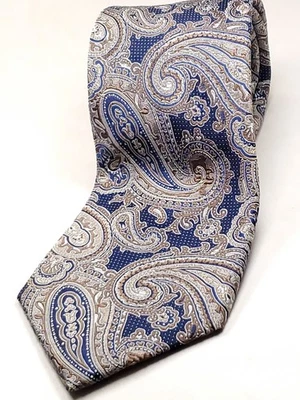 TASSO ELBA 100% шелк галстук мужской 61» длинный синий коричневый белый пейсли галстук новый - Изображение 1 из 4