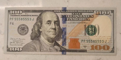 100 DOLLAR BILL  2017 Series A Pf 55585553j - Image 1 of 3