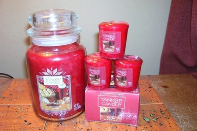 yankee candle 22oz JAR AFTER SLEDDING + 3 VOTIVES + TEALIGHTS - Image 1 of 4