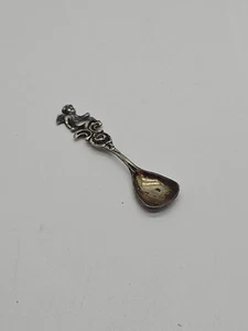 Mini cuchara de sal de querubín vintage con sello de plata esterlina R. - Imagen 1 de 6
