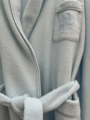 Bata de Vellón Talbots L Azul Claro Ligera Cálida Suave Limpia De Colección Cinturón Borde Satinado Foto 1 de 4