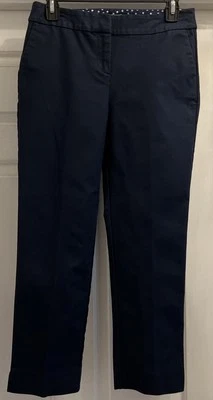 Boden Women’s Navy Cropped Flat Front Cotton Stretch Dress Pant Size 4 Petite - Image 1 of 4