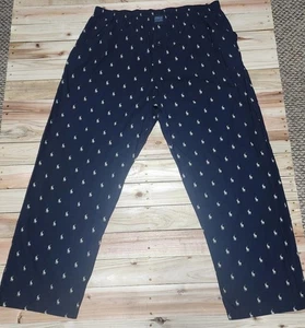 POLO RALPH LAUREN SLEEPWEAR PANTS MENS XL BLUE COTTON TAN ALL OVER PONY PRINT - Picture 1 of 7
