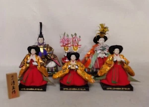 106 Set of 5 Japanese HINA Doll / ODAIRI-SAMA & OHINA-SAMA w/ SANNIN-KANJYO - Picture 1 of 9