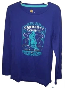 Carhartt Cowgirl Barrel turn & burn Purple Long Sleeve Shirt CA9549 Girls Sz 4 - Picture 1 of 2