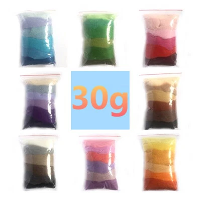 30G Gradient Wool Felt Fiber Roving Needle Needlework Spinning Handmad Craft DIY - Image 1 of 4