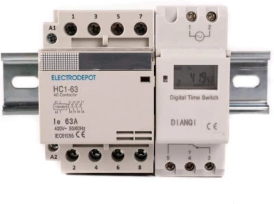 Lighting Timer 4 Pole 7 Day 24H DIN Time Clock 40Amp 110V 120V, 50A, 40A, 30A - Image 1 of 4