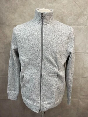 Antigua Chaqueta Azul Marino Hombres Gris Forrada de Vellón Bolsillos Canguro Cuello Simulado Cremallera Completa Talla M Foto 1 de 4