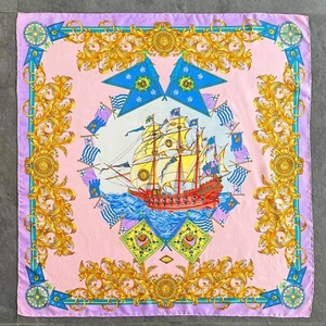 GIANNI VERSACE silk scarf Baroque and Warship print S/S 1993, Miami collection - Picture 1 of 14