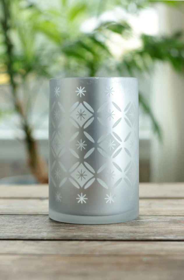 Castiçal de vidro furacão prata celebração decoração de Natal por etiqueta 6x4 polegadas - Imagem 1 de 4