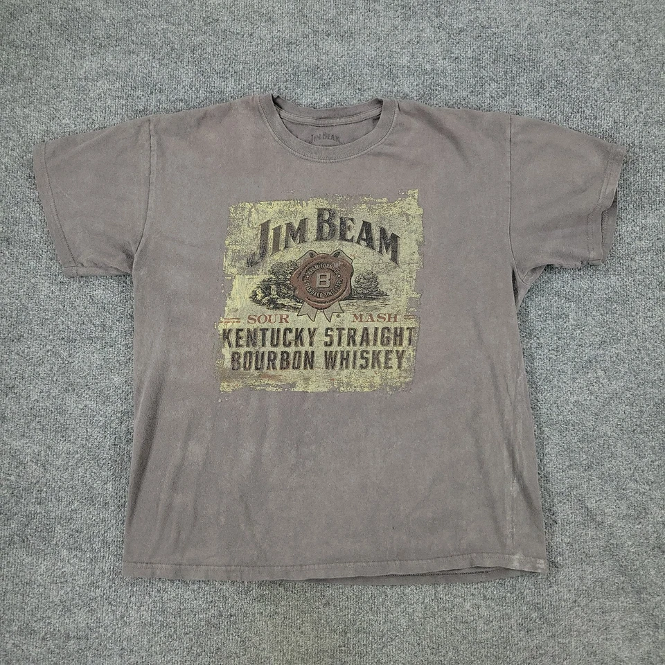 Camisa Jim Beam Para Hombre Grande Gris Kentucky Recta Bourbon Whisky Manga Corta Foto 1 de 4