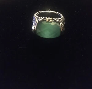 BARBARA BIXBY CHRYSOPRASE DOUBLET STERLING SILVER 18k GOLD RING-SIZE 5 - Picture 1 of 6