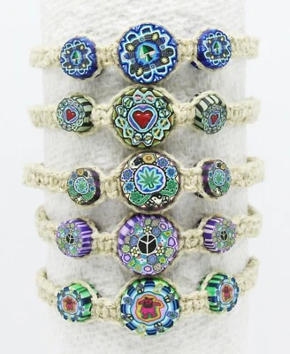 Nuevo Brazalete Ajustable Surfer Cáñamo Fimo Cuentas Marihuana Paz Corazón etc.. #B1009 Foto 1 de 2