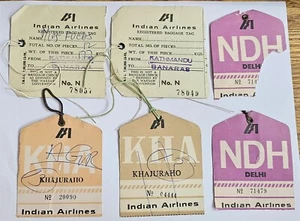 INDIAN AIRLINES 1960s-70s Baggage Luggage Tags - Picture 1 of 2