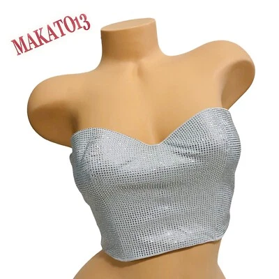 VICTORIAS SECRET 36B DREAM ANGELS JEWELED BUSTIER STRAPLESS BRA SILVER NEW $150 - Image 1 of 4