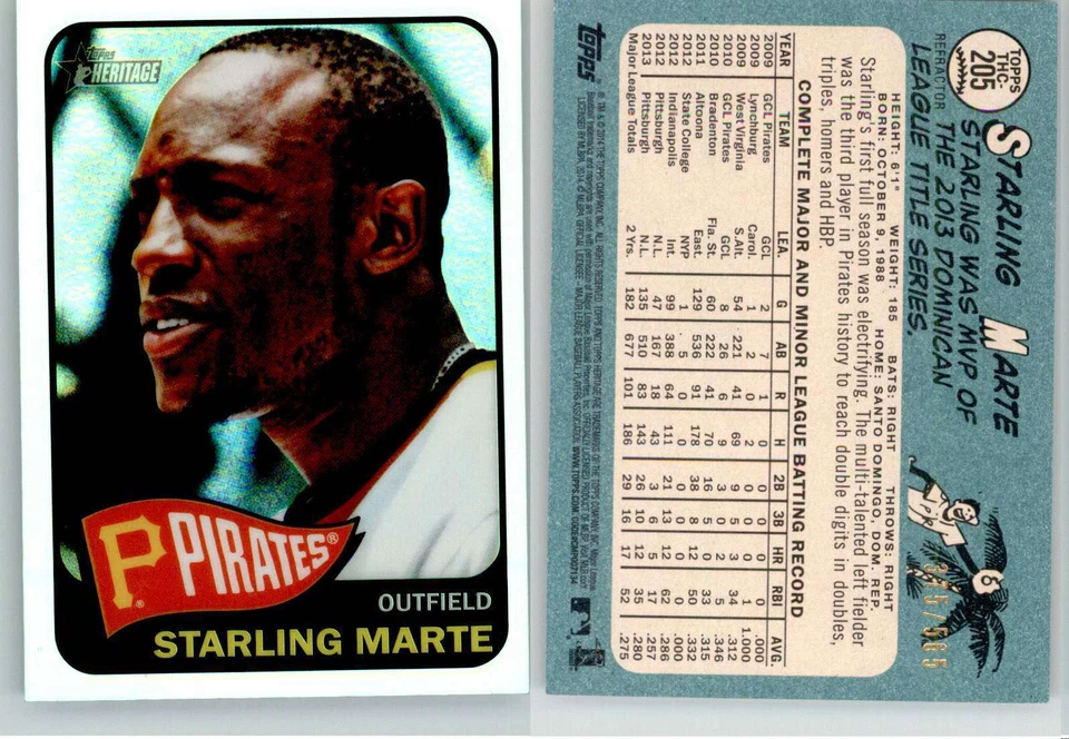 Starling Marte 2014 Topps Heritage Chrome Refractor #205 /565 Pirates EX-NM - Image 1 of 1