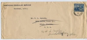 1932 Cover from the American Consular Service Trinidad & Tobago to Miami Fl.Forw - Picture 1 of 1