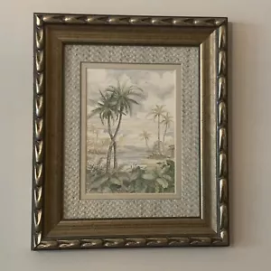 Quadro Vintage Croscill Home RARO "Cabana" Vetro Corniciato Verde Palme Arte 11x13" - Foto 1 di 11