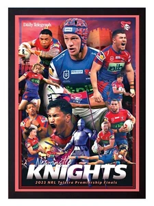 Framed 2023 Newcastle Knights NRL Poster - Kalyn Ponga - 84cm x 59.5cm x 3cm - Bild 1 von 3