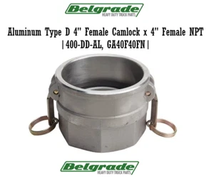(2 Pack!) Aluminum Type D 4" Female Camlock x 4" Female NPT | 400-DD-AL - Picture 1 of 3