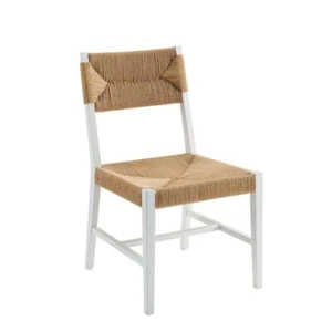 MODWAY Dining Chair 34.5" x 24" x 20" Armless Lattice Back Natural Wood White - Picture 1 of 5