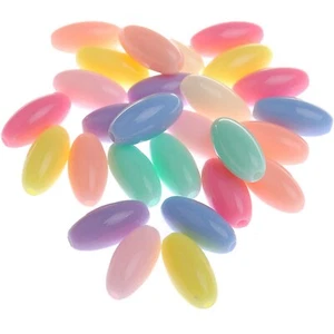 100pcs Mixed Pastel Color Acrylic Oval Rice Spcer Tube Beads 7X15mm Jewelry Make - Picture 1 of 5