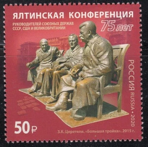Rusia 2020 Mi.#2823 Conferencia de Yalta I.Stalin F. Roosevelt W. Churchill 1 sello - Imagen 1 de 1