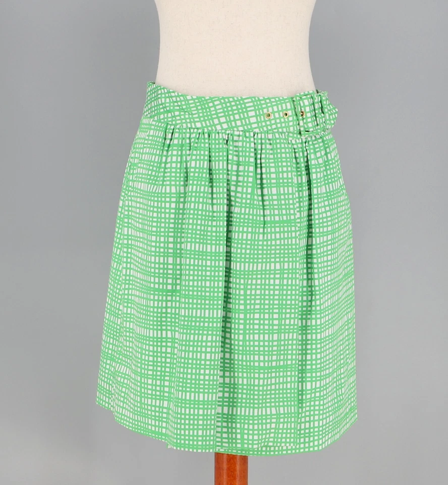 NUEVO CON ETIQUETAS FALDA ELIZABETH MCKAY Lizzie en verde caña plisada línea A cuadros talla 6 Foto 1 de 4