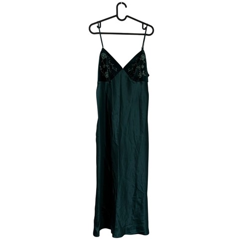 UNDERCOVER Maxi abito slip vintage Secret Treasures verde velluto ricamato raso donna grande