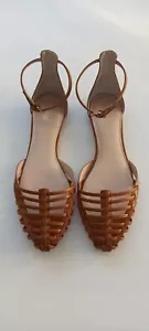 Wittner Size 40 Calissa Brown Leather Flat Sandals Near New - Picture 1 of 15
