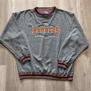 Vintage 90’s Logo Athletic Denver Broncos Gray Crewneck Pullover Sweatshirt XL