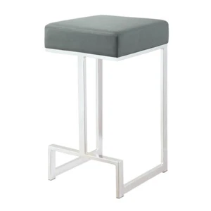 Gervase Modern Cozy Square Counter Height Stool 1 PC Chrome Finish Two Colors - Picture 1 of 5