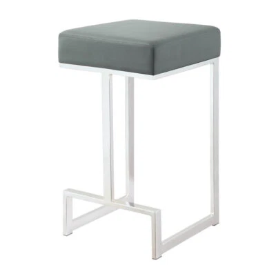 Gervase Modern Cozy Square Counter Height Stool 1 PC Chrome Finish Two Colors - Image 1 of 3