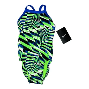NEW Nike Epic Lights Girl’s Size 5 Green Blue One Piece Swimsuit Tank Straps NWT - Picture 1 of 4