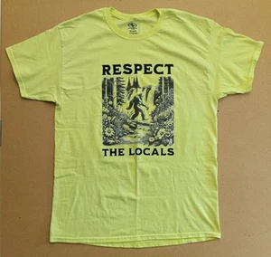 Sasquatch T Shirt Mens Size Large Respect Locals Funny Nature Bigfoot Dad Gift - Picture 1 of 5