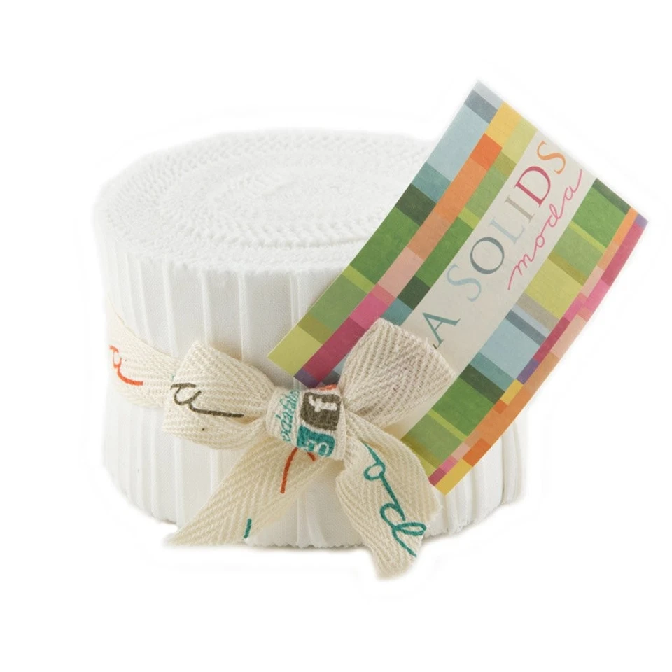 Moda Bella Solids White Junior Jelly Roll - Image 1 of 1