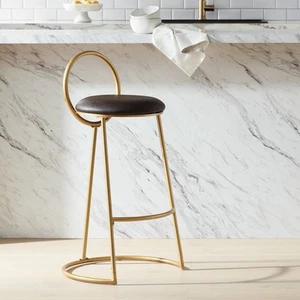 Claire Gold Bar Stool 30 1/2" High Modern Brown Cushion Kitchen Counter Island - Picture 1 of 10