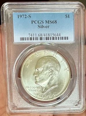 1972-S IKE Eisenhower $1 SILVER PCGS MS68 “Great Eye Appeal “￼ - Image 1 of 2