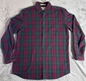 LL Bean Men’s Slightly Fitted Shirt VTG Flannel Plaid Size L Tall Maroon Green - Picture 1 of 17