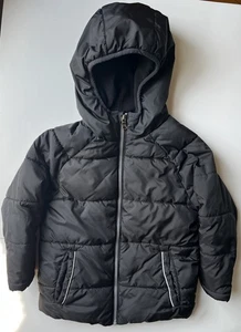 Wonder Nation Kids Boys Hooded Winter Puffer Black Jacket Coat Size 4T Toddler - Picture 1 of 8