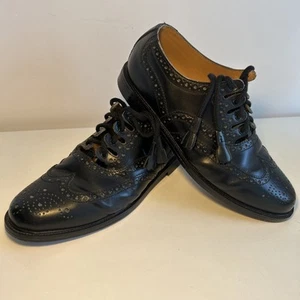 Lochcarron Kilt Shoes Mens Size 7 Black Leather Ghillie Brogues Scotland Wedding - Picture 1 of 9